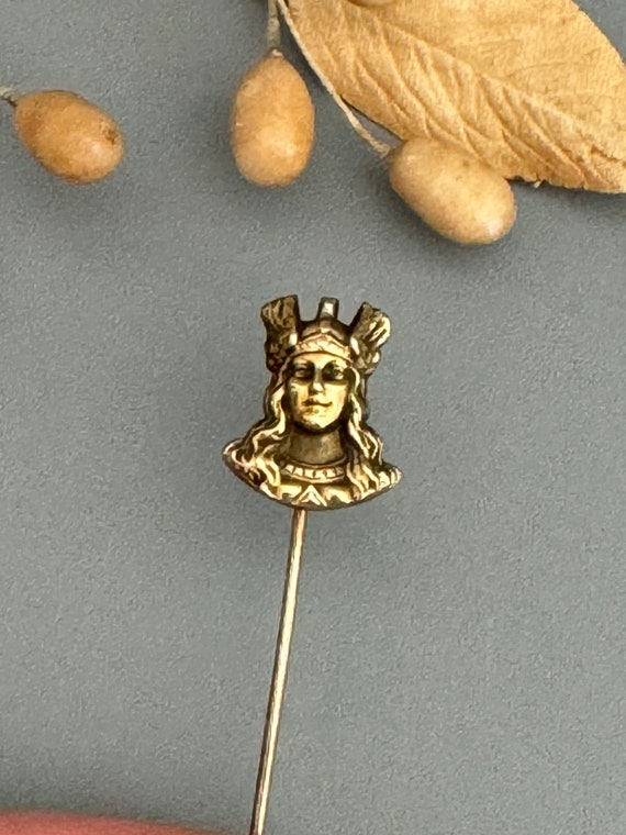 Antique 10K Gold Female Viking Head Stick Pin