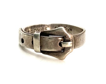 Victorian Silver Belt Buckle Ring Size 6.5US