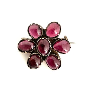 SALE - Victorian Almandine Garnet Flower Pendant Pin