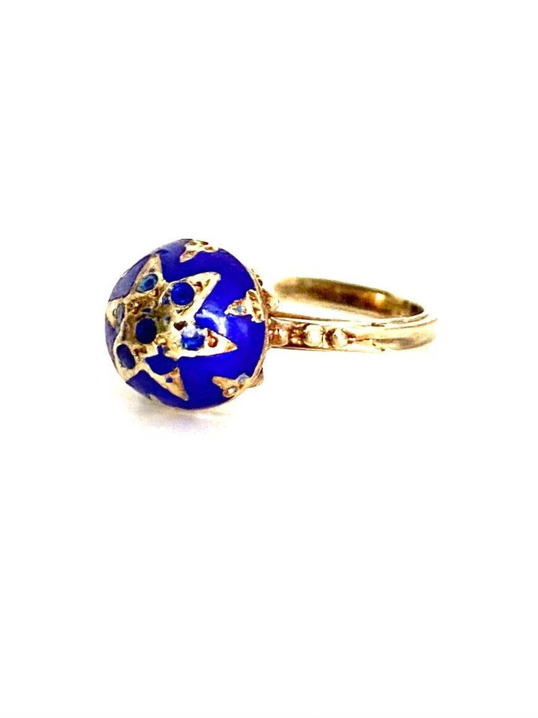 Bomb Star Rings Antique 18K Gold Blue Enamel Star Bombe Ring 1800's - Etsy