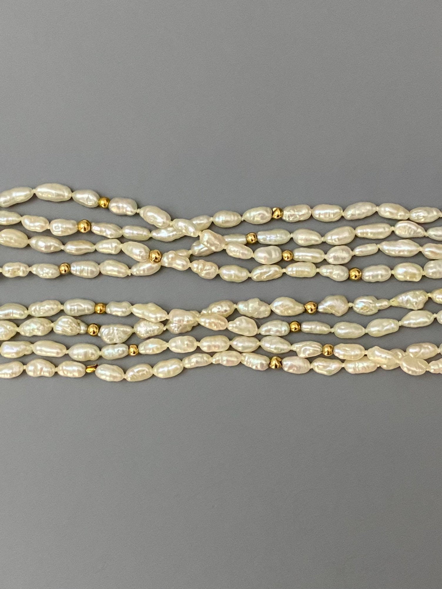 Vintage Rice Pearl 14k Gold Bead 