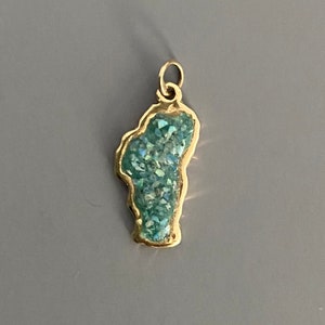 Abstract Artisan 14K gold Australian Opal Pendant Necklace