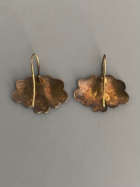 Vintage Sterling Enamel Floral Shashi Earrings - image 3