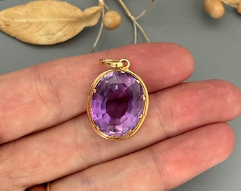 Antique 14K Gold Amethyst Pendant