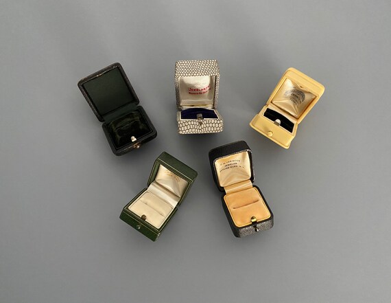 Lot of 5 Antique Square Ring Boxes Push Button - image 8