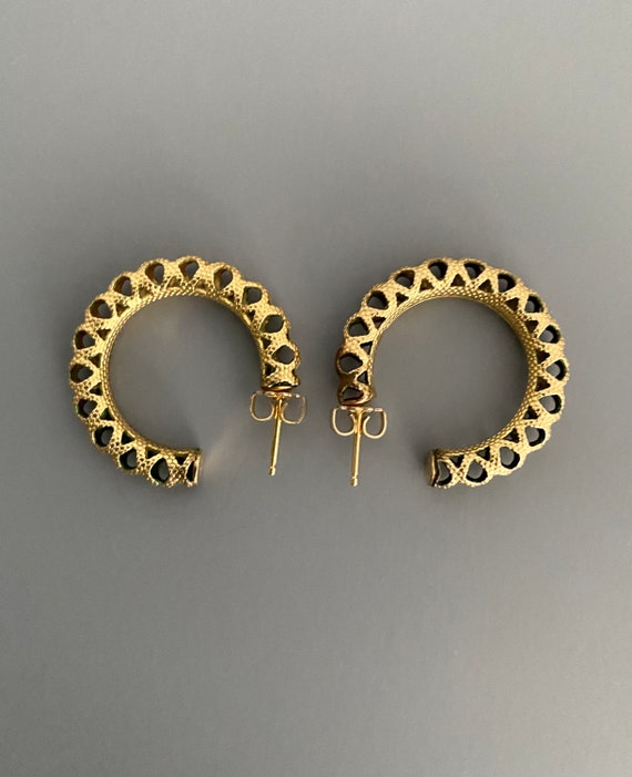 Vintage Wells 12k GF Lacey Hoop Earrings - image 3