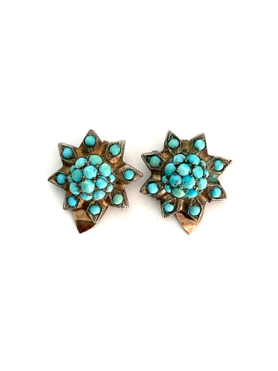 Georgian/Victorian Turquoise Cluster Star Earrings