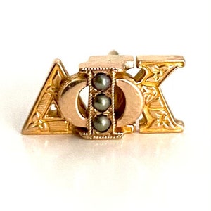 Vintage Delta Kappa Phi Fraternal Pin 10k Gold and Seed Pearls