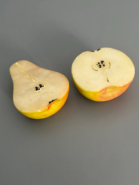 Antique Apple or Pear Italian Alabaster Trinket Bo