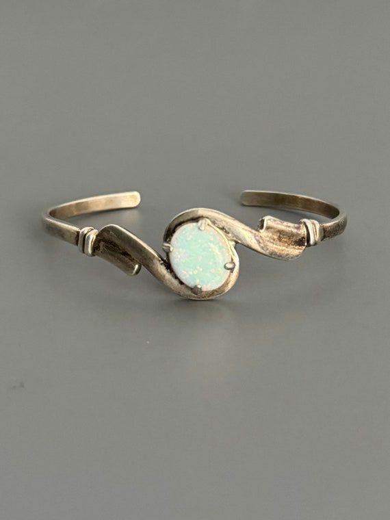 Vintage Sterling Opal Cuff Bracelet by Navajo arti