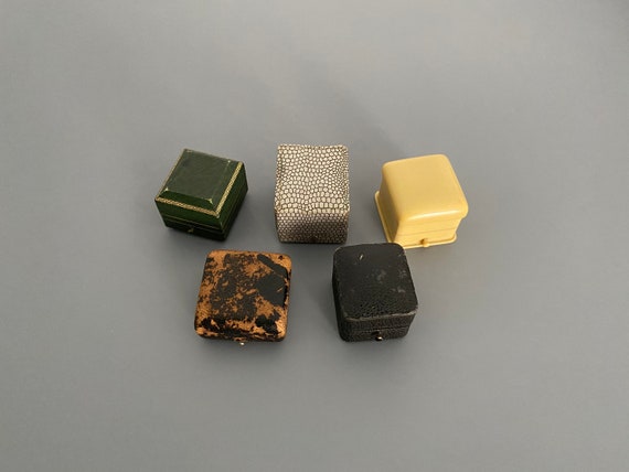 Lot of 5 Antique Square Ring Boxes Push Button - image 7