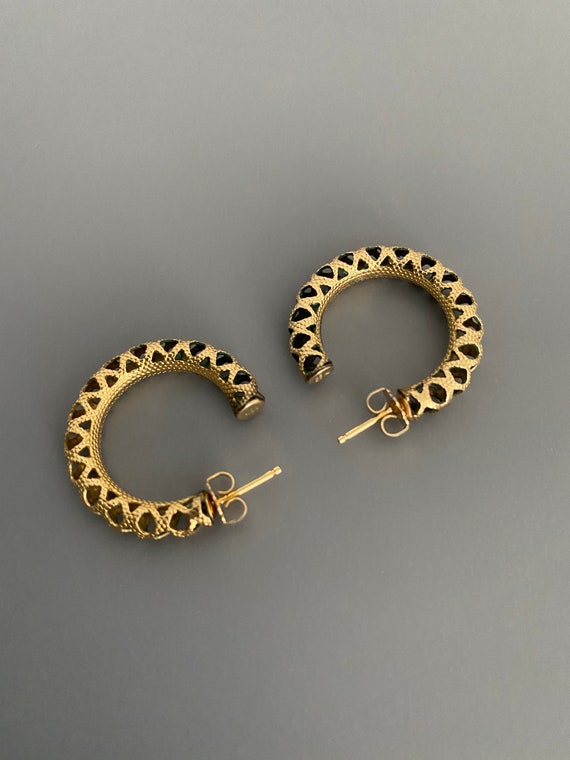 Vintage Wells 12k GF Lacey Hoop Earrings - image 4