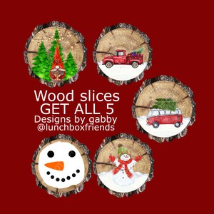 Legno fetta bundle png, legno fetta png, sublimazione ornamento, clipart fetta di legno, png di Natale, clipart di Natale, Natale digitale