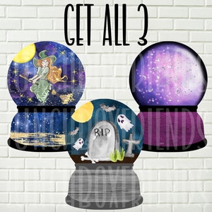 Halloween snow globe set bundle , Instant download, Bundle clipart, Halloween clipart, Halloween png,   Clipart, Witch digital, Witch png