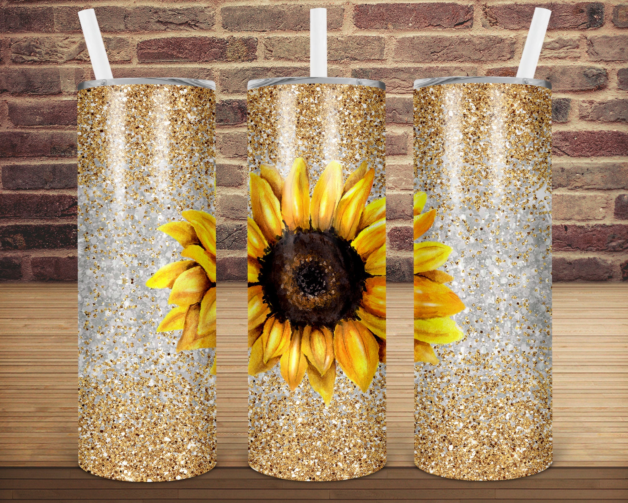 Download Glitter Sunflower Skinny Tumbler 20oz Instant Download Etsy