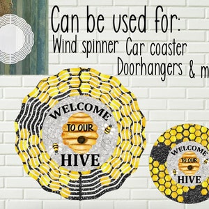 Welkom bij onze korf wind spinner digitaal, Instant download, Bee sublimatie, Wind spinner clipart, Wind spinner png, Bee png, Bee digital