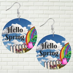 Hello spring round digital , Instant download, sublimation, Round clipart, Round png, Spring png, Spring clipart, Spring digital