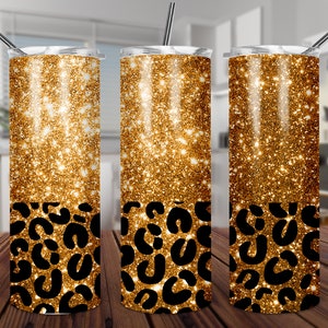 Gold leopard tapered skinny tumbler 20oz , Instant download, Leopard tumbler sublimation, Leopard clipart, Leopard png, Tumbler png