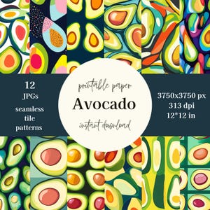 Avocado paper, fruit paper, vegetable paper, digital paper, scrapbook paper, printable paper, abstract art, modern art, modern, funky, weird