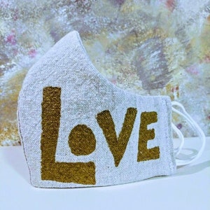 Elegant Hand Painted Face Mask, Washable Canvas