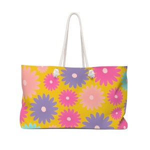 Bright Floral Beach bag, Weekender Tote Bag, Art Gifts