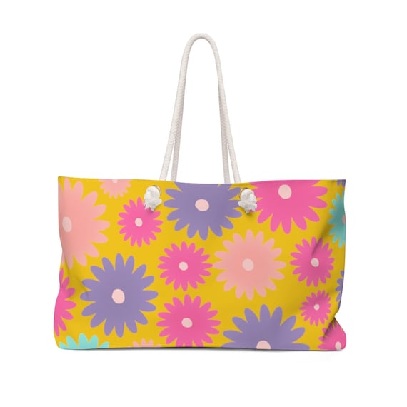 Bright Floral Beach bag Weekender Tote Bag