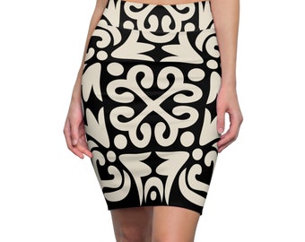 Ethnic Print Skirt, Women's Pencil Skirt