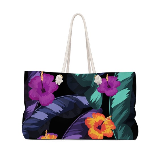 Buy Floral Tote, Large Beach Bag, Weekender Tote Bag, Gift for Her - Main Image
