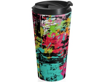 Abstract Designer Stainless Steel Travel Mug, Abstract Mug, chic mug, Best Gift Ideas