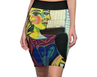 Masters of Art to Wear, Famous Art Work Wearables, Women's Fitted Pencil Skirt