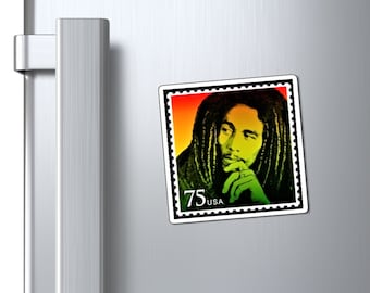 Imán de Bob Marley: Decoración con sellos retro, regalos inspiradores icónicos para amantes de la música, BLM