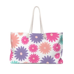 Floral Beach Bag, Weekender Tote Bag, Art Gifts