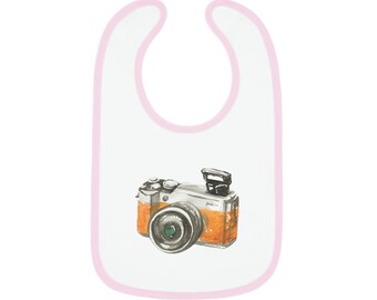 Camera Baby Bib, Baby Soft Jersey Bib, Baby Gifts, Baby Clothes, Baby Accessories, Baby Shower Gift