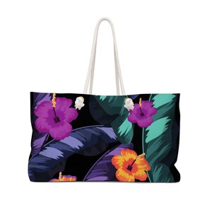 Floral Weekender Tote Bag: Large Beach Travel Carry-On