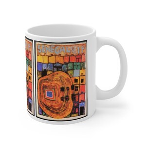 Senegal Tribal Mug, African Stamp Mug, Designer Mug, Art Mug, African Home Décor, Modern Art Mug, Hostess Gift, Best Gift Ideas, Small Gifts