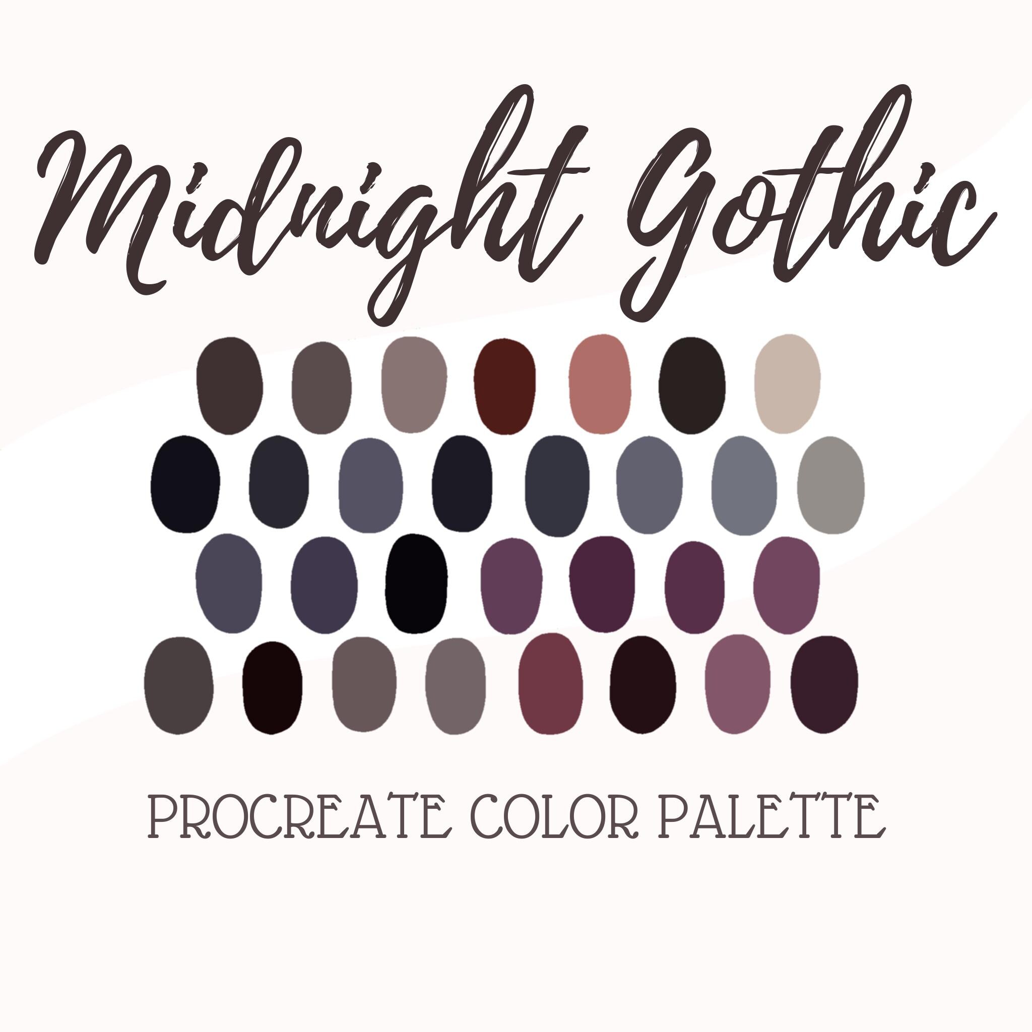 Procreate Color Palette – Midnight Gothic Ink Tones for Dark, Moody Art