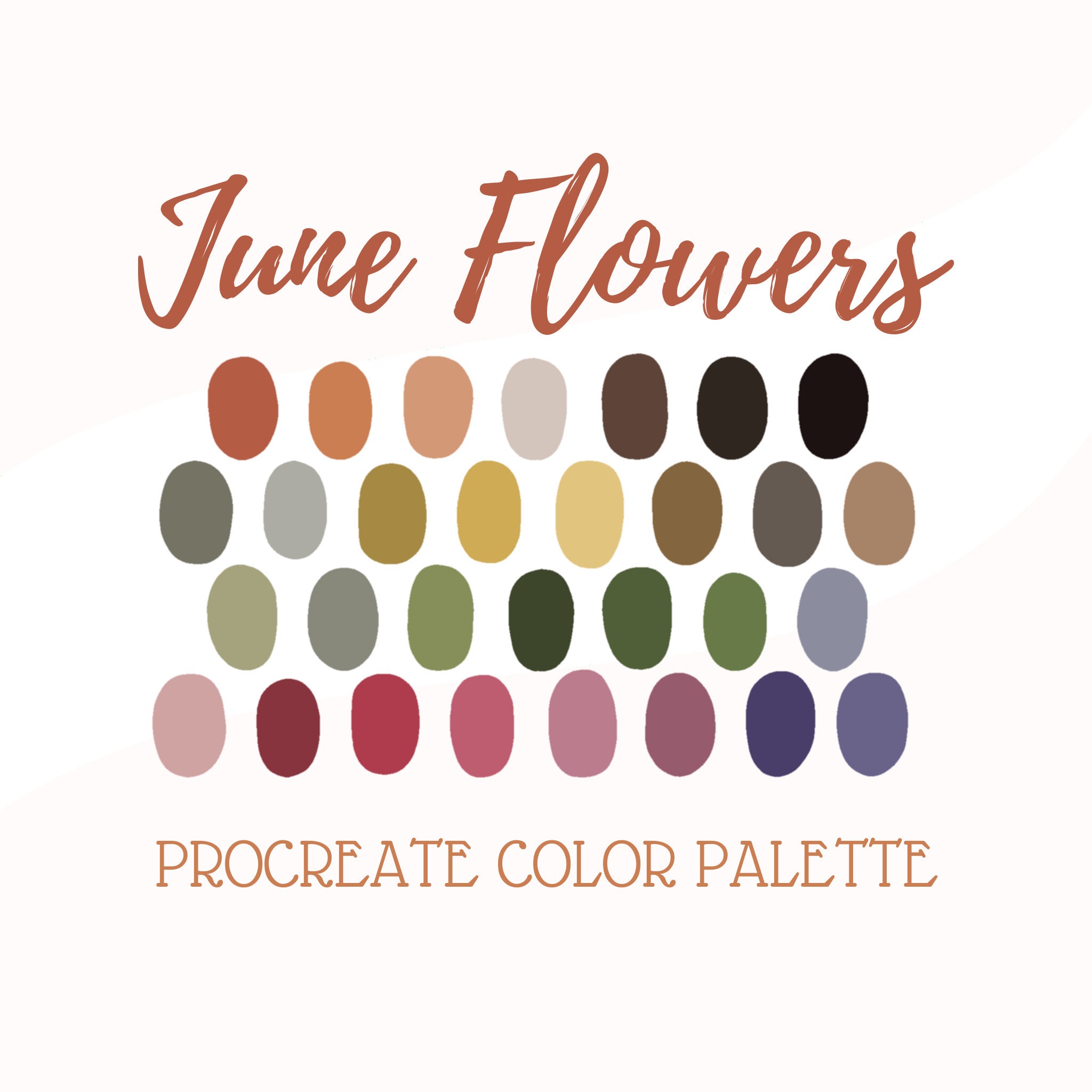 Procreate Color Palette June Flowers Etsy