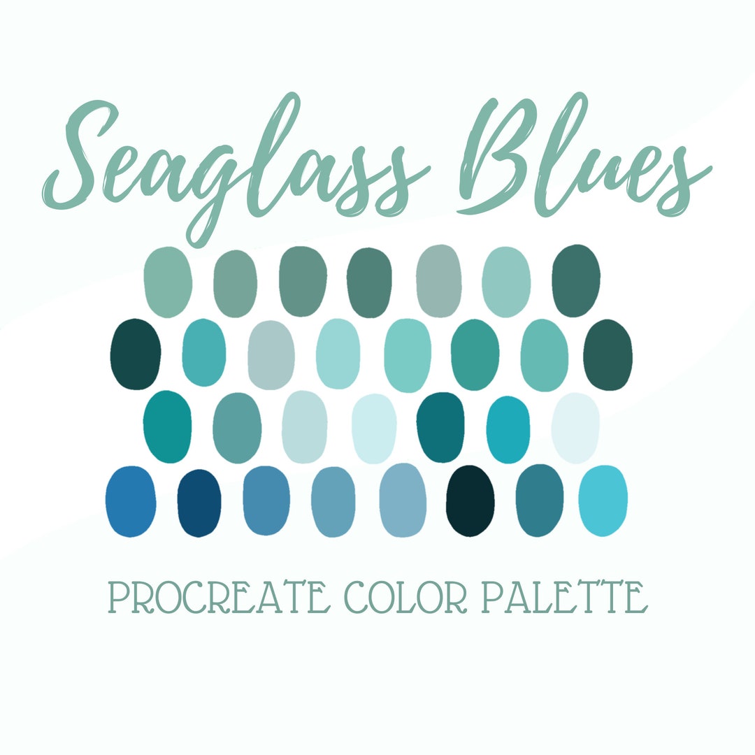 Procreate Color Palette Seaglass Blues Etsy