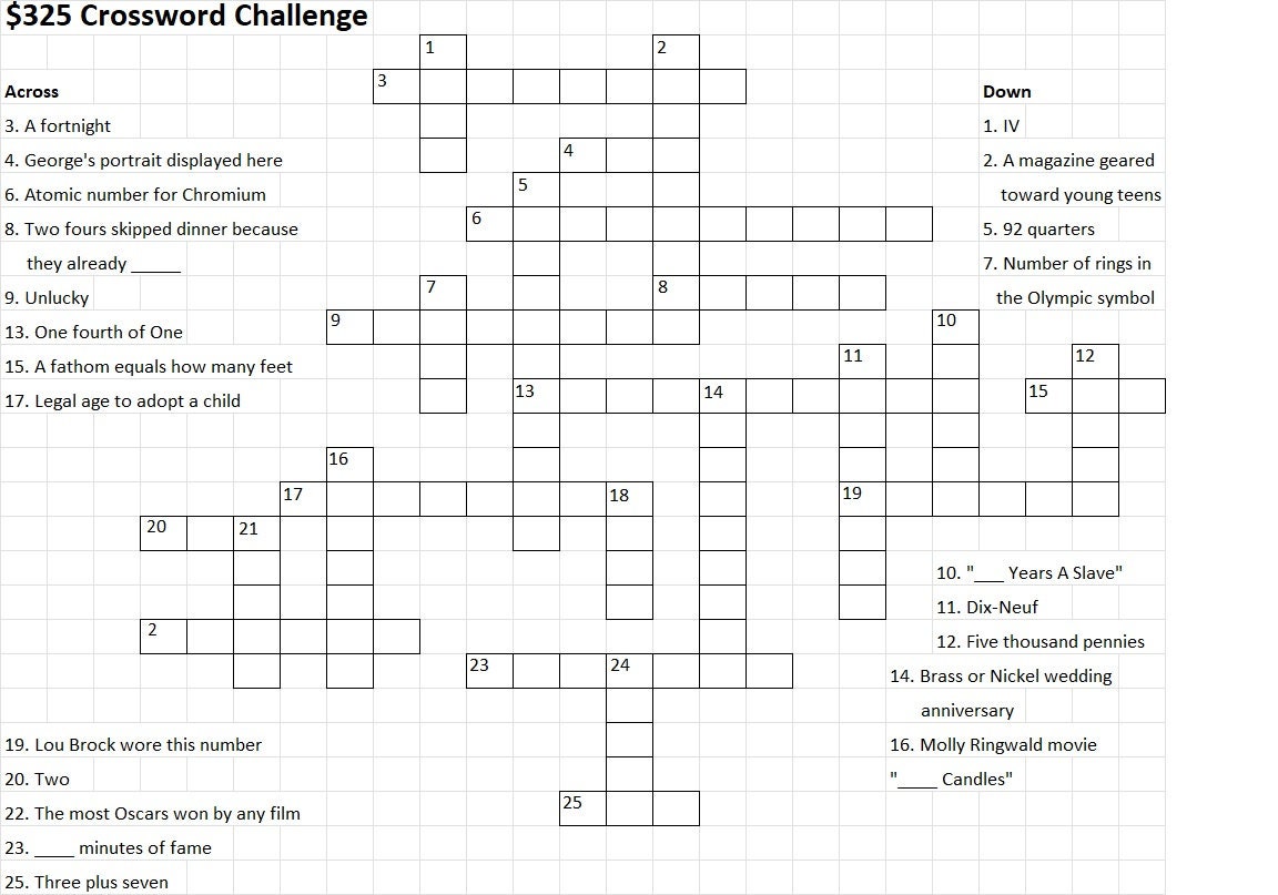 325 Crossword Puzzle Savings Challege Etsy 325 Crossword Puzzle Savings Challege Etsy