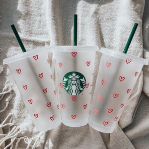 Starbucks cold cup UK plain cold cup Wife present idea coffee mug vinyl tumbler straw daughter best friend sister gifts for her image 2