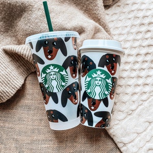 Starbucks cup UK Dachshund sausage dog | personalised reusable cup | vinyl decal tumbler straw | coffee cup | wife gift for her best friend