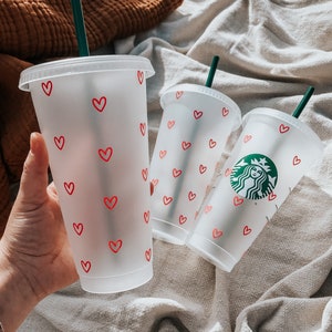 Starbucks cold cup UK plain cold cup Wife present idea coffee mug vinyl tumbler straw daughter best friend sister gifts for her image 1