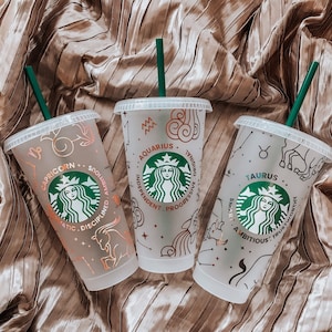 Starbucks Cold Cup UK | Personalised | Horoscope | Star Sign | Constellations | Birthday | Best Friend | Surprise Gift | Present for wife