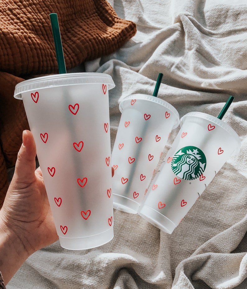 Starbucks cold cup UK plain cold cup Wife present idea coffee mug vinyl tumbler straw daughter best friend sister gifts for her image 1