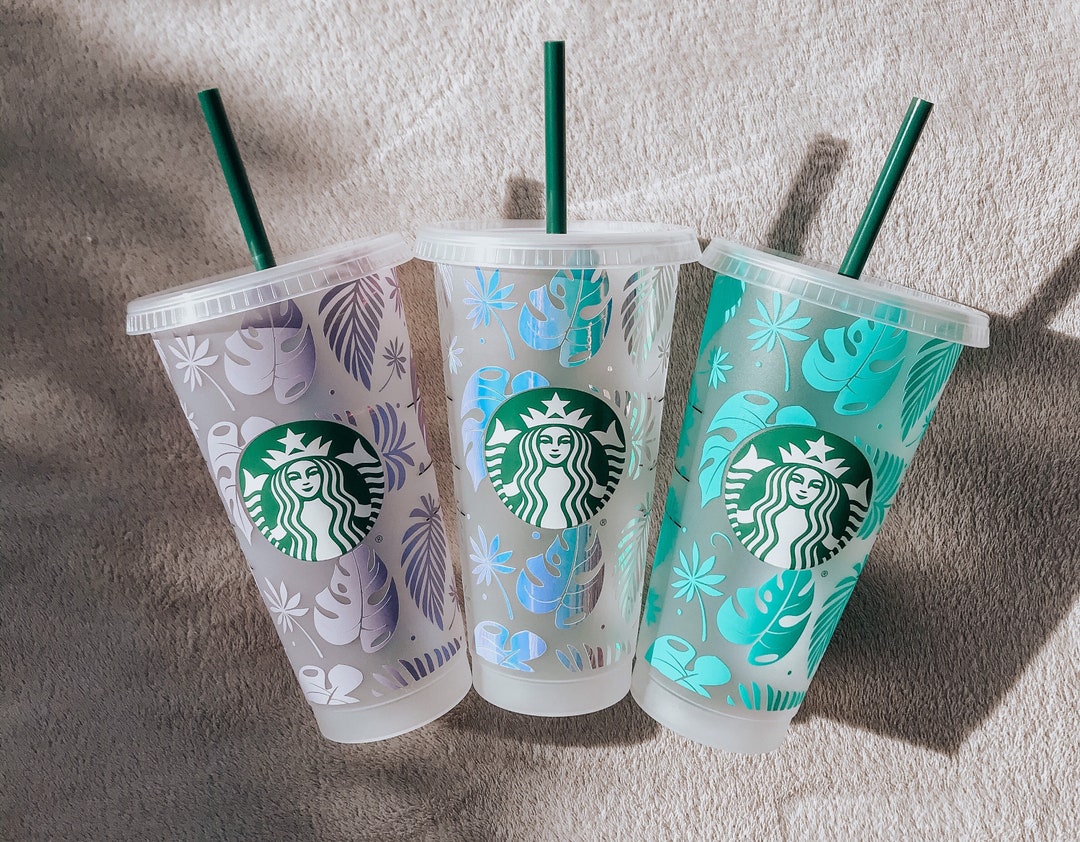 Starbucks Cold Cup UK Personalised Botanical Leaves Mothers Day Vinyl