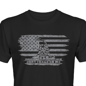 Dont Tread on me Shirt | Mens and Womens sizes | Tattered American Flag T-shirt | Gadsden Flag shirt | 2A T-shirt |  2nd Amendment Shirt