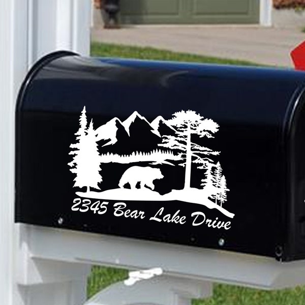 Custom Address Mailbox Decal | Mountain Bear Decal | Personalized Mailbox Decal | Mailbox Numbers | Mailbox Sticker |Custom Mailbox Decal