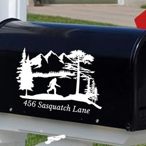 Custom Address Mailbox Decal | Mountain Bigfoot Decal | Personalized Mailbox Decal | Mailbox Numbers | Mailbox Sticker |Custom Mailbox Decal