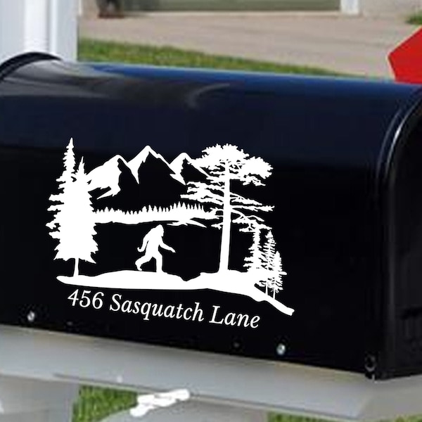 Custom Address Mailbox Decal | Mountain Bigfoot Decal | Personalized Mailbox Decal | Mailbox Numbers | Mailbox Sticker |Custom Mailbox Decal