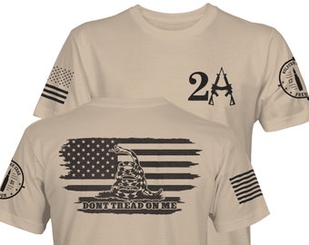 Don't Tread On Me T-Shirt With US Flag On Sleeve | 100% Cotton Patriotic Tee | Made In USA - View #6